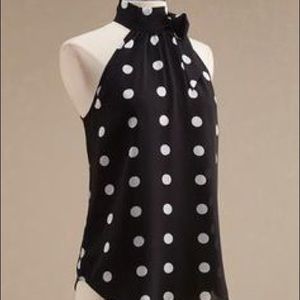 Polka Dot Tie Neck Bow Top Francesca's